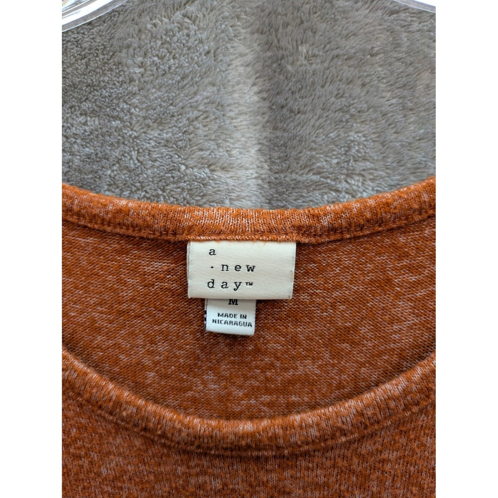 Orange Pullover‎ Top Womens Medium Marled Knit Long Sleeve Casual - Picture 2 of 7